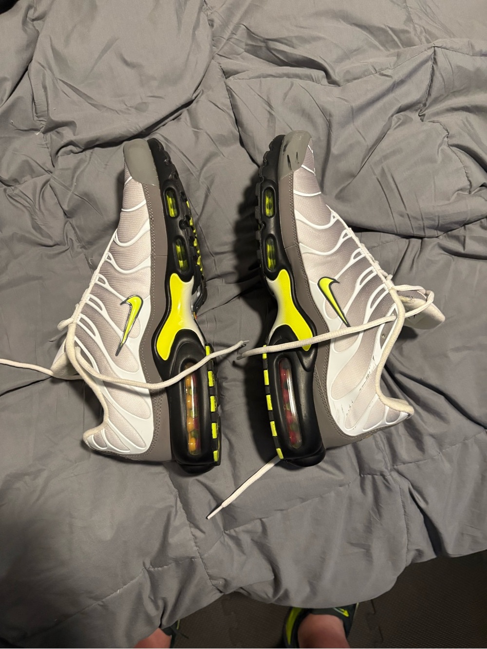 Nike Men’s White and Neon Yellow Air Max Style Athletic Sneakers